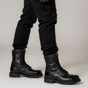 Nice Carolina Jump Boots Black Leather Made In Usa Sz 8 Paratrooper